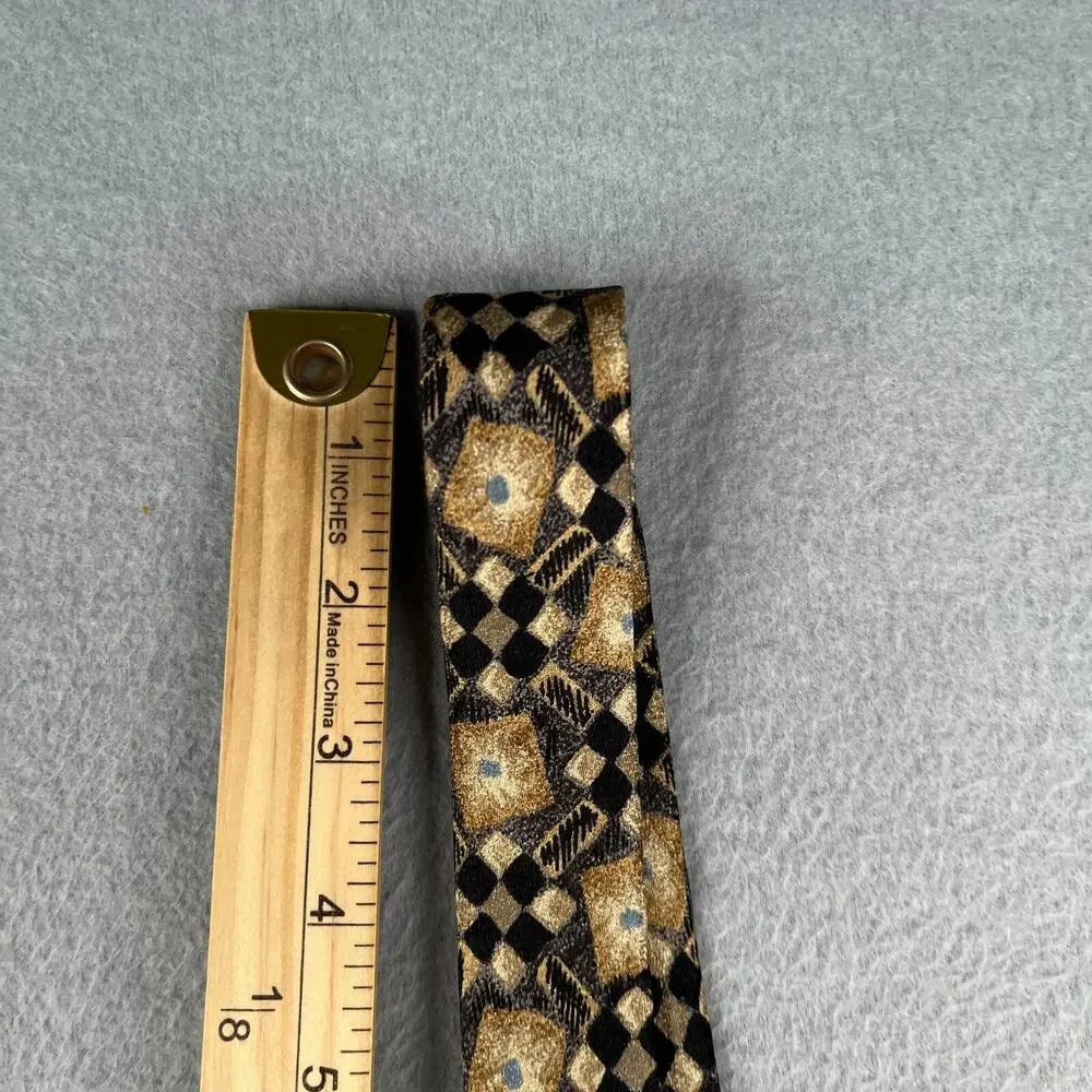 Vintage Canali Necktie Silk Beige Black Geometric Made In Italy